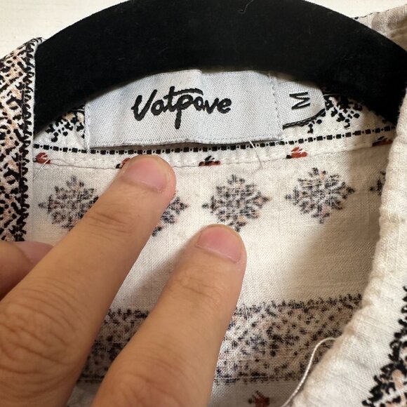 Vatpave - Men’s Casual Short Sleeve Button-Down Shirt White/Black Medium - Picture 5 of 6